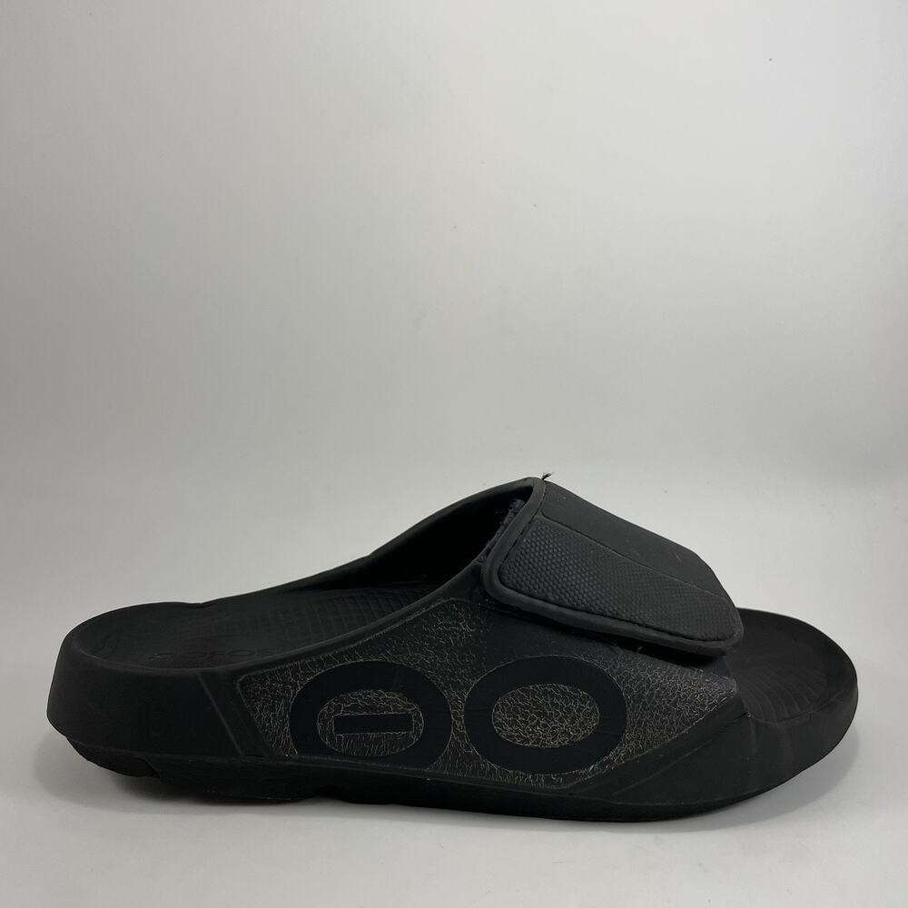 Oofos Ooahh Sport Flex Slide Sandals Mens Size 8 Black Comfort Recovery W10